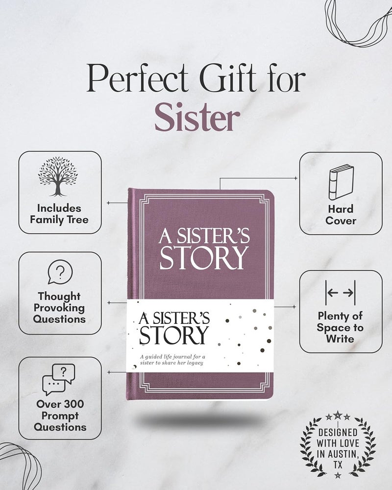 Coco & Lan Sister's Life Story Journal (Hardcover): A Meaningful Keepsake for Sister to Share Her Journey and Memories, Book Includes 250+ Prompt, Sentimental Gift for Mother's Day, Birthday & Christmas - Image 2